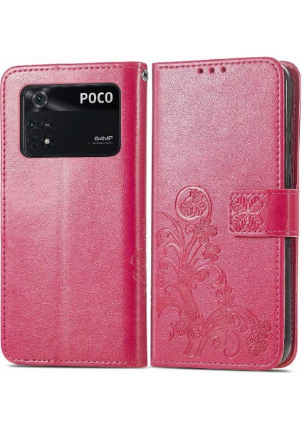 Xiaomi Poco M4 Pro Kısa Kayış Flip Kapak Dört Yapraklı Yonca Durumda (Yurt Dışından)