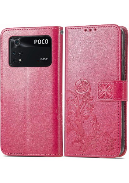 Xiaomi Poco M4 Pro Kısa Kayış Flip Kapak Dört Yapraklı Yonca Durumda (Yurt Dışından)