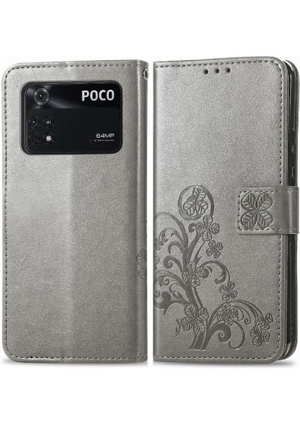 Xiaomi Poco M4 Pro Kısa Kayış Flip Kapak Dört Yapraklı Yonca Durumda (Yurt Dışından)