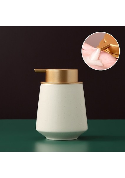 Kremsi-Beyaz-B-Seramik Sıvı Köpük Sabunluk El Yıkama Sıvısı Şampuan Duş Jeli Basın Alt Şişeleme Losyon Şişesi Banyo Aksesuarları (Yurt Dışından)