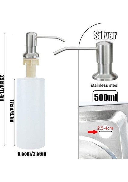 I-Kitchen Sıvı Sabunluk Paslanmaz Çelik Pompa Ankastre Lavabo Sabunluk Silikon Uzatma Tüpü Ile Mutfak Sabun Şişesi (Yurt Dışından)