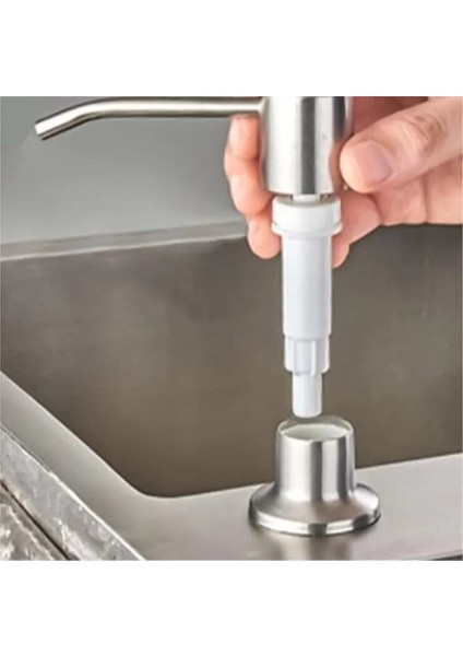 Pompa Kafası ve Tüpü-Mutfak Lavabo Tezgahı Pres Pompa Aparatı 350 ml Paslanmaz Çelik Tekrar Kullanılabilir Pompa Kafası Uzatma Tüpü Sıvı Şişe Lavabo Pompası (Yurt Dışından)