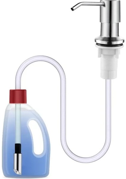 Pompa Kafası ve Tüpü-Mutfak Lavabo Tezgahı Pres Pompa Aparatı 350 ml Paslanmaz Çelik Tekrar Kullanılabilir Pompa Kafası Uzatma Tüpü Sıvı Şişe Lavabo Pompası (Yurt Dışından)