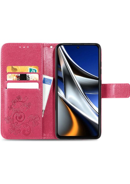 Xiaomi Poco X4 Pro 5g Için Kılıf Kısa Kayış Dört Yapraklı Yonca Kapak Çevirin (Yurt Dışından)
