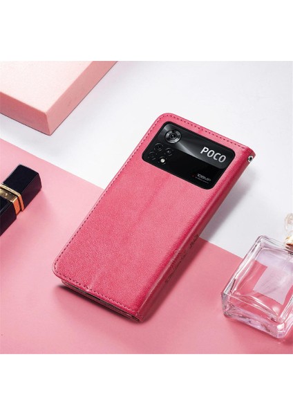 Xiaomi Poco X4 Pro 5g Için Kılıf Kısa Kayış Dört Yapraklı Yonca Kapak Çevirin (Yurt Dışından)