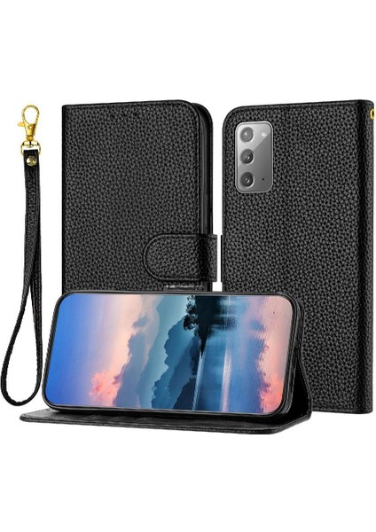 Samsung Galaxy Not 20 Için Telefon Kılıfı Kart Yuvaları Tutucu Litchi Desen Pu (Yurt Dışından)