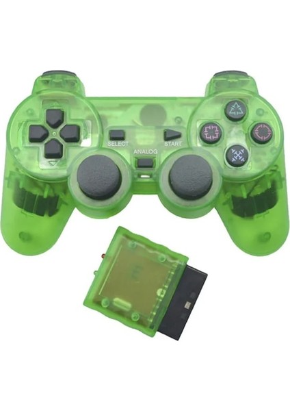 Yeşil-Şeffaf Renkli Kablosuz Gamepad Sony Ps2 2.4g Titreşim Joystick Blutooth Denetleyici Playstation 2 Joypad (Yurt Dışından)