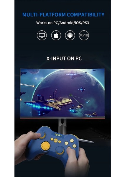 Blue-Pxn P3 Pc Kablosuz Kontrol Cihazı Pc Için 2.4g Kablosuz Gamepad'ler Windows 7/8/10/11 , Ps3, Ios 14.2+, Android 4.0+, Android Tv/box (Yurt Dışından)