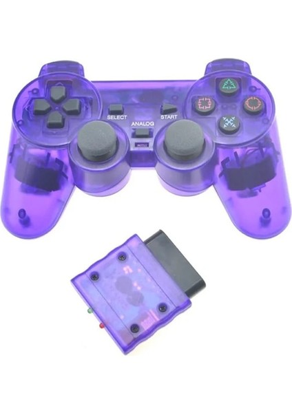 Mor-Şeffaf Renkli Oyun Denetleyicisi Sony Ps2 Kablosuz Gamepad Playstation 2 Için 2.4 Ghz Titreşim Kontrolü Gamepad (Yurt Dışından)