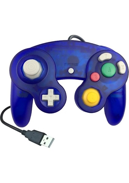 USB Şeffaf Mavi Kablolu Nintendo Ngc Oyun Denetleyicisi Gamecubes Denetleyicisi USB El Joystick (Yurt Dışından)