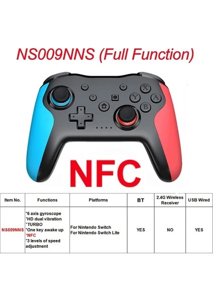 NS009NNS Nfc-Bt 2.4g Kablosuz Denetleyici Nintendo Anahtarı Pro Akıllı Telefon Pc Tv Kutusu Tablet Ps3 Tesla Gamepad Pc Joystick Denetleyici (Yurt Dışından)