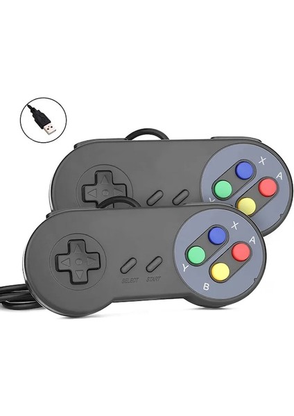 2 Adet Siyah Kablolu USB Gamepad Denetleyicisi Pc Dizüstü Windows 7/8/10 Snes Retro USB Joystick Joypad Mac Os x Raspberry Pi Retropie (Yurt Dışından)