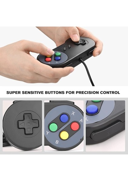 2 Adet Siyah Kablolu USB Gamepad Denetleyicisi Pc Dizüstü Windows 7/8/10 Snes Retro USB Joystick Joypad Mac Os x Raspberry Pi Retropie (Yurt Dışından)