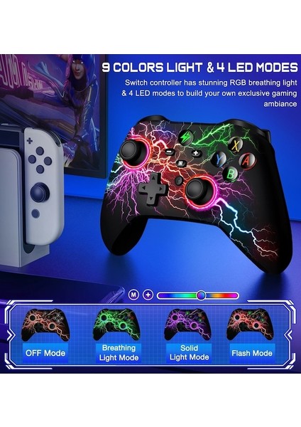 Q218-RGB Kablosuz Denetleyici Nintendo Anahtarı/oled/lite/android/ıos Programlanabilir Tuşlar Kablolu Sble Tuşları Pc Için Kablolu Anahtar Gamepad (Yurt Dışından)