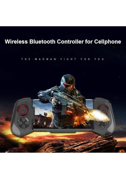 Siyah B-Teleskopik Kablosuz Gamepad Bluetooth Uyumlu2.0-5.2 Oyun Kontrolü Tetik Joystick Joypad Pubg Mobil Ios Android Telefon Için (Yurt Dışından)