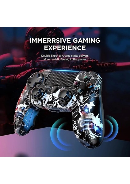 Ps4 Kablosuz Uzaktan Kumanda Için Siyah-Kablosuz Kumanda Çift Titreşimli/sesli/altı Eksenli Gyro'lu Ps 4/slim/pro Ile Uyumlu (Yurt Dışından)