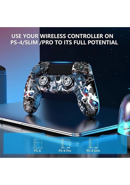 Ps4 Kablosuz Uzaktan Kumanda Için Siyah-Kablosuz Kumanda Çift Titreşimli/sesli/altı Eksenli Gyro'lu Ps 4/slim/pro Ile Uyumlu (Yurt Dışından)