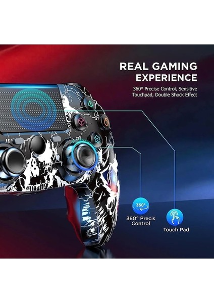 Ps4 Kablosuz Uzaktan Kumanda Için Siyah-Kablosuz Kumanda Çift Titreşimli/sesli/altı Eksenli Gyro'lu Ps 4/slim/pro Ile Uyumlu (Yurt Dışından)