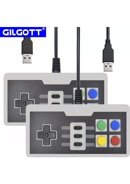 2 Adet-2 Adet 4 Düğme Retro USB Pc Oyun Denetleyicisi Klasik Kablolu Oyun Joypad Kolu Joystick Nintendo Nes Klasik Oyun (Yurt Dışından)