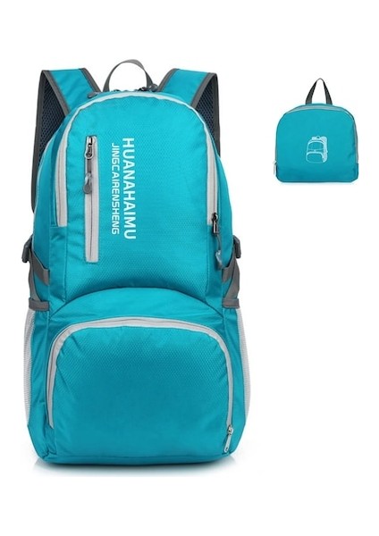 Göl Mavisi-Erkek Kadın 40L Büyük Kapasiteli Sırt Çantası Hafif Katlanabilir Sırt Çantası Su Geçirmez Paketlenebilir Seyahat Kamp Yürüyüş Sırt Çantası Sırt Çantası (Yurt Dışından)