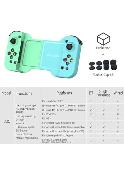Yeşil-Kablosuz Telefon Joypad Standı Oyun Denetleyicisi Joystick Anahtarı Pc Ps4 Iphone Uyumlu 13 14 Android Pubg (Yurt Dışından)