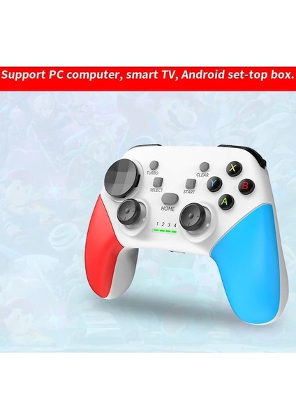 Beyaz Denetleyici-Anahtar Pro Pc Android Ios Tablet Için Kablosuz Bt Oyun Denetleyicisi Akıllı Tv Ps3 Ps4 Gamepad Turbo Titreşim Ile Joystick Kontrolü (Yurt Dışından)