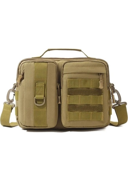 Haki-Trekking Taktik Çanta Omuz Çantası Kamp Adam Yürüyüş Seyahat Tırmanma Balıkçılık Sling Crossbody Açık Hafta Sonu Molle Çantası (Yurt Dışından)