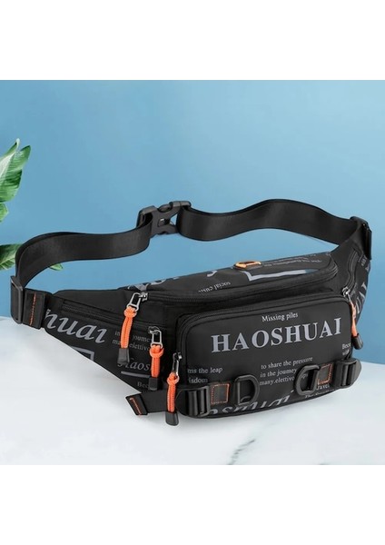 Koyu Mavi-Naylon Erkek Göğüs Çantaları Büyük Kapasiteli Koşu Bel Çantası Depolama Kılıfı Çok Cepli Kulaklık Deliği Spor Crossbody Çanta Seyahat Çantası (Yurt Dışından)