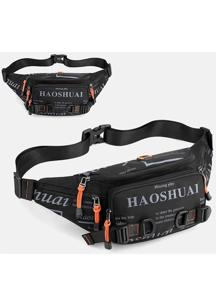 Koyu Mavi-Naylon Erkek Göğüs Çantaları Büyük Kapasiteli Koşu Bel Çantası Depolama Kılıfı Çok Cepli Kulaklık Deliği Spor Crossbody Çanta Seyahat Çantası (Yurt Dışından) fırsatları