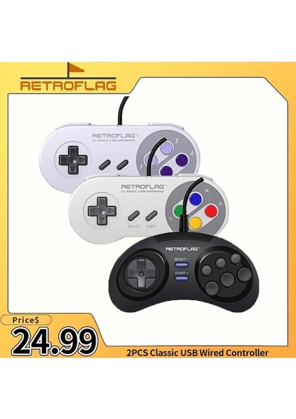 J ve Md Kontrolörleri-2pcs Klasik USB Kablolu Denetleyici Gamepad Kolu Raspberry Pi Windows Nintendo Anahtarı Için (Yurt Dışından)