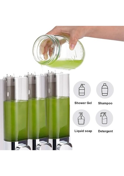 Altın Tek Kafalı Sıvı Sabunluk Duş Duvara Monte Tek/çift/üçlü 300ML Duş Sabunluk No Matkap Banyo Aksesuarları (Yurt Dışından)