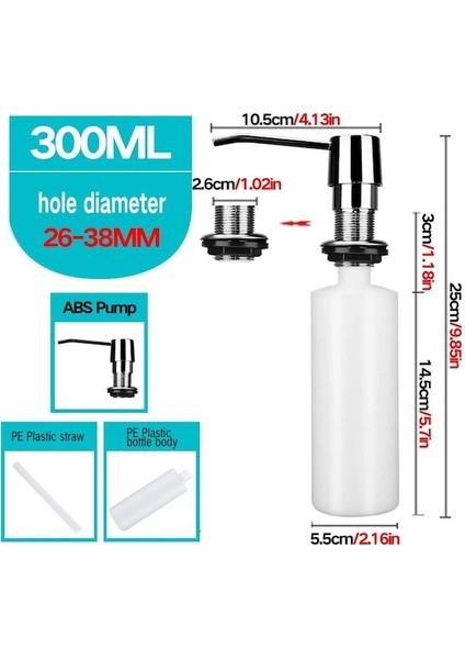 300ML Plastik KAFA-500ML Mutfak Lavabo Sabunluk Siyah Paslanmaz Çelik Pompa Sıvı Sabun Şişesi Dahili Tasarım Elle Basılan Pompa Dispenseri (Yurt Dışından)