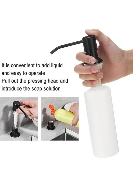 300ML Plastik KAFA-500ML Mutfak Lavabo Sabunluk Siyah Paslanmaz Çelik Pompa Sıvı Sabun Şişesi Dahili Tasarım Elle Basılan Pompa Dispenseri (Yurt Dışından) modelleri