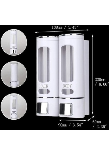 Şampanya 1-Tek/çift 400 ml Sabunluk Duvara Monte Duş Banyo Şampuan Dispenseri Sıvı Sabun Kabı Banyo Tuvalet Aksesuarları (Yurt Dışından) fırsatları