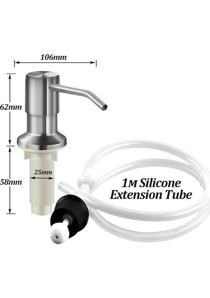 M Gümüş-Paslanmaz Çelik Sabunluk Uzatma Tüpü Kiti Mutfak Lavabo Sıvı Sabunluk Banyo Losyon Deterjan El Basın Pompaları (Yurt Dışından)