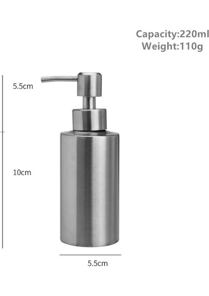 220ML-SIVI Sabunluk Şişesi Jel Şişesi 304 Paslanmaz Çelik Losyon Pompası El Sabunu 250ML/350ML/550ML Mutfak Banyo Dispenseri (Yurt Dışından)