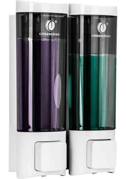 Beyaz Çift Kafalı Şampuan Dispenseri Duş Duvarı Için 1/2/3 200ML Hazne Doldurulabilir Sıvı Sabunluk Şişesi Banyo Kapları Şeffaf (Yurt Dışından)