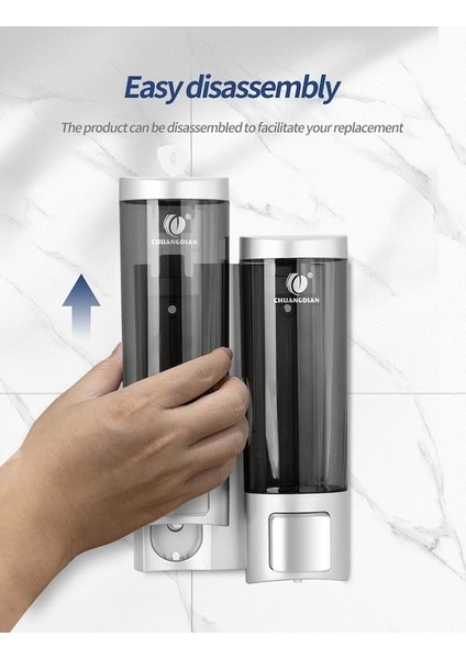 Beyaz Çift Kafalı Şampuan Dispenseri Duş Duvarı Için 1/2/3 200ML Hazne Doldurulabilir Sıvı Sabunluk Şişesi Banyo Kapları Şeffaf (Yurt Dışından) fırsatları
