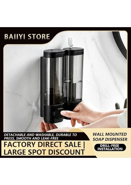 Siyah Tek Kafa Duş Manuel Pres El Sabunluk Tek Çift Kafa Duvara Monte El Dezenfektanı Şişesi Şampuan Banyo Sabun Dispe (Yurt Dışından) fiyatları