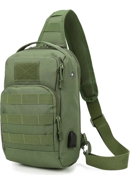 Ordu Yeşil-Usb Taktik Göğüs Çantası Askeri Ordu Sling Sırt Çantası Çanta Doğa Sporları Balıkçılık Yürüyüş Seyahat Avcılık Kamp Omuz Çantaları (Yurt Dışından)