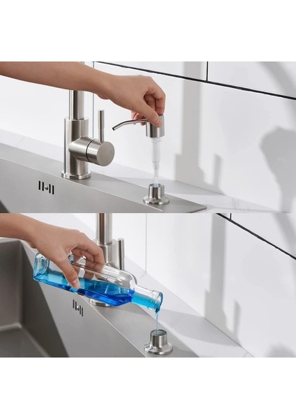 Chorme-Siyah/gümüş Mutfak Sıvı Sabunluk Çelik + Abs Plastik Lavabo Dahili Sıvı Pompası Uzatma Dispenser Pompası Şişeye Bağlayın (Yurt Dışından) modelleri