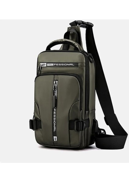 Lacivert-Su Geçirmez Rahat Göğüs Çanta Erkekler Çok Fonksiyonlu Anti-Hırsızlık USB Şarj Erkekler Crossbody Çanta Naylon Kanvas Seyahat Göğüs Çanta Paketi Erkek (Yurt Dışından) fırsatları