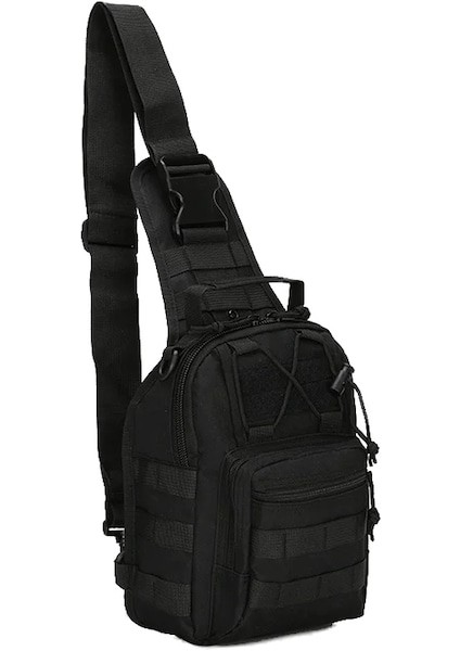 Siyah-Askeri Taktik Crossbody Çanta Doğa Sporları Bisiklet Ordu Avcılık Yürüyüş Seyahat Trekking Erkekler Tırmanma Omuz Çantası Göğüs Paketi (Yurt Dışından)