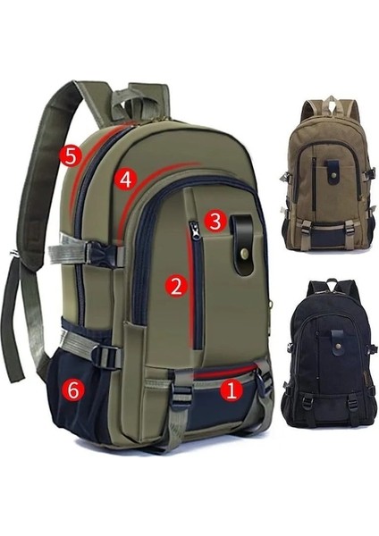 Yeşil-Dağcılık Çantası Sırt Çantası Erkekler Için Tuval Büyük Kapasiteli Lise Sırt Çantaları Açık Seyahat Kamp Çantası Bilgisayar Çantası (Yurt Dışından) fiyatları