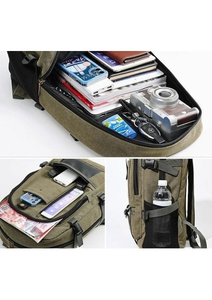 Yeşil-Dağcılık Çantası Sırt Çantası Erkekler Için Tuval Büyük Kapasiteli Lise Sırt Çantaları Açık Seyahat Kamp Çantası Bilgisayar Çantası (Yurt Dışından) indirimleri