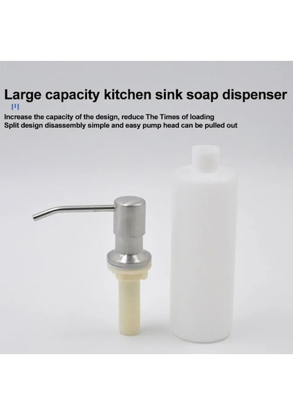 J1-Mutfak Lavabo Sabunluk Dahili Tasarım El Yıkama Sıvısı Sabun Şişesi Paslanmaz Çelik Kafa El Basın Dispenser Şişesi (Yurt Dışından) fırsatları
