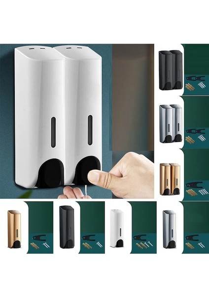 Tek Kafa Altın-Tek Çift 380ML Sabunluk Duvara Monte Duş Banyo Şampuanlık Sıvı Sabun Kabı Banyo Aksesuarları (Yurt Dışından) modelleri