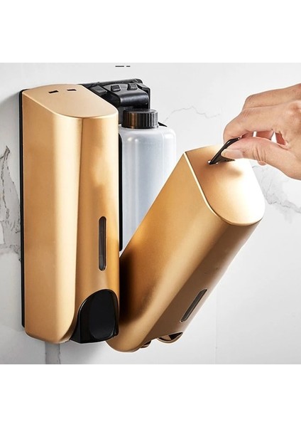 Tek Kafa Altın-Tek Çift 380ML Sabunluk Duvara Monte Duş Banyo Şampuanlık Sıvı Sabun Kabı Banyo Aksesuarları (Yurt Dışından) fırsatları