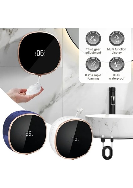 Mavi Duvara Monte Otomatik Sabunluk LED Sıcaklık Göstergesi Fotoselli Elektrikli Kızılötesi Sensör Sıvı Köpük Banyo Dispenserleri (Yurt Dışından) fiyatları
