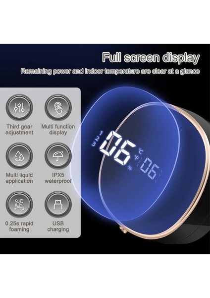 Mavi Duvara Monte Otomatik Sabunluk LED Sıcaklık Göstergesi Fotoselli Elektrikli Kızılötesi Sensör Sıvı Köpük Banyo Dispenserleri (Yurt Dışından) indirimleri